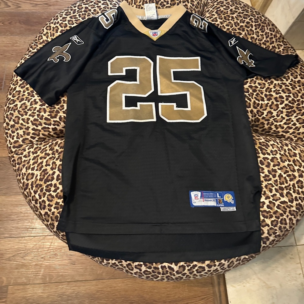 New Orleans Saints Reggie Bush 25 Reebok Sewn Super Bowl Patch Jersey Youth L